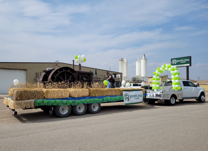 Rowland team getting a float ready for the Cornfest parade